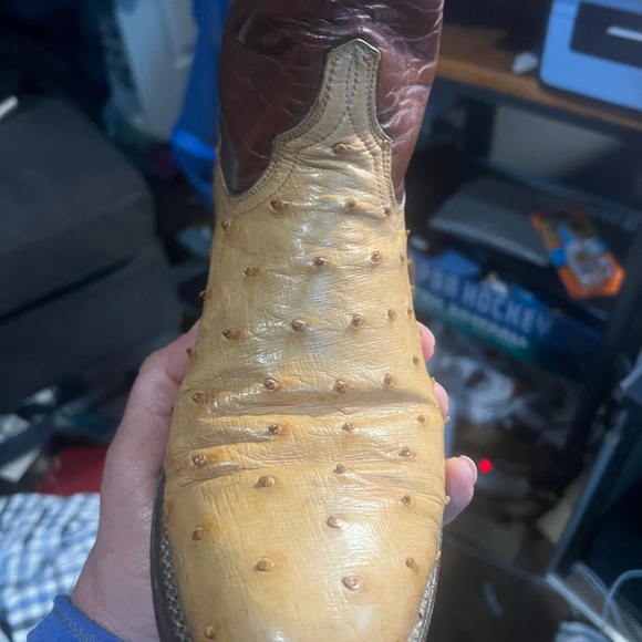 Lucchese Saddle Tan Ostrich Pin Pumps Womens Size 8* pre-owned Vintage. - Picture 8 of 14